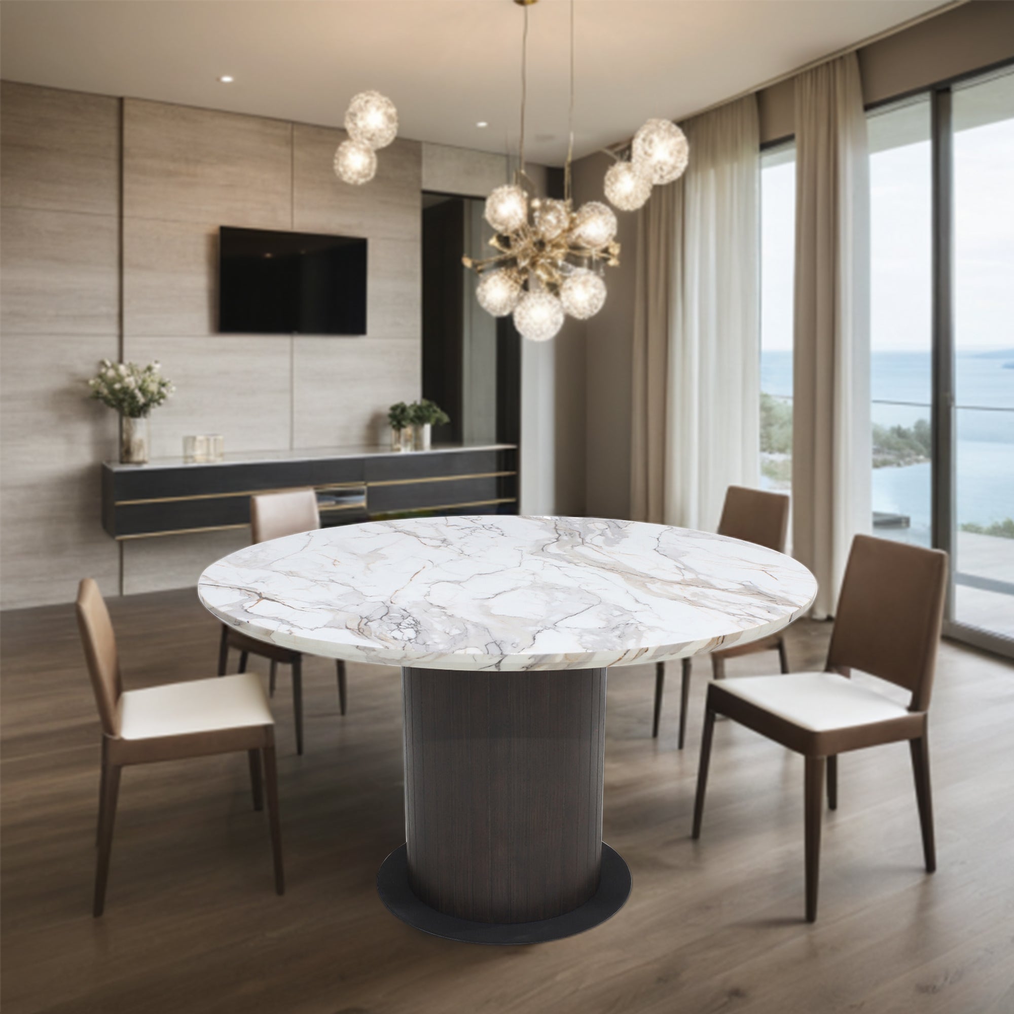 Diablo Dining Table E-Marble Top Round – Essops Home