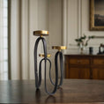 Load image into Gallery viewer, 3 Pillar Candle Holder Sm Blk/Gld Al-23537