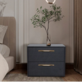 Load image into Gallery viewer, Graphite 2 Drawer Linen Pedestal Grey With Gold Handles
