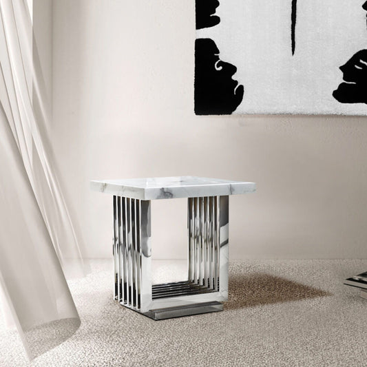 Luson Side Table Silver E-Marble Top 31-15