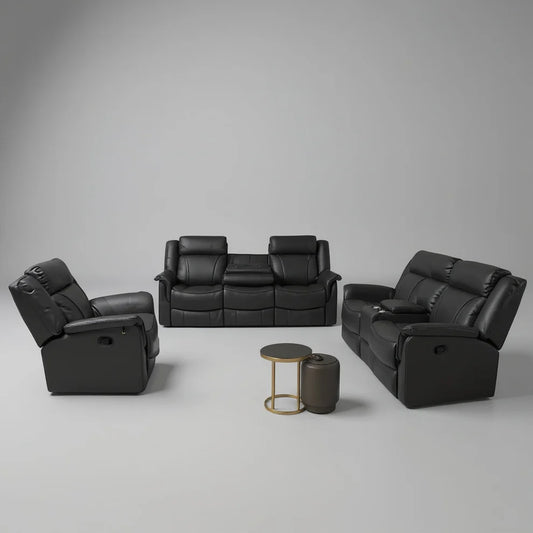 Romano Full Leather Motion Sofa Set