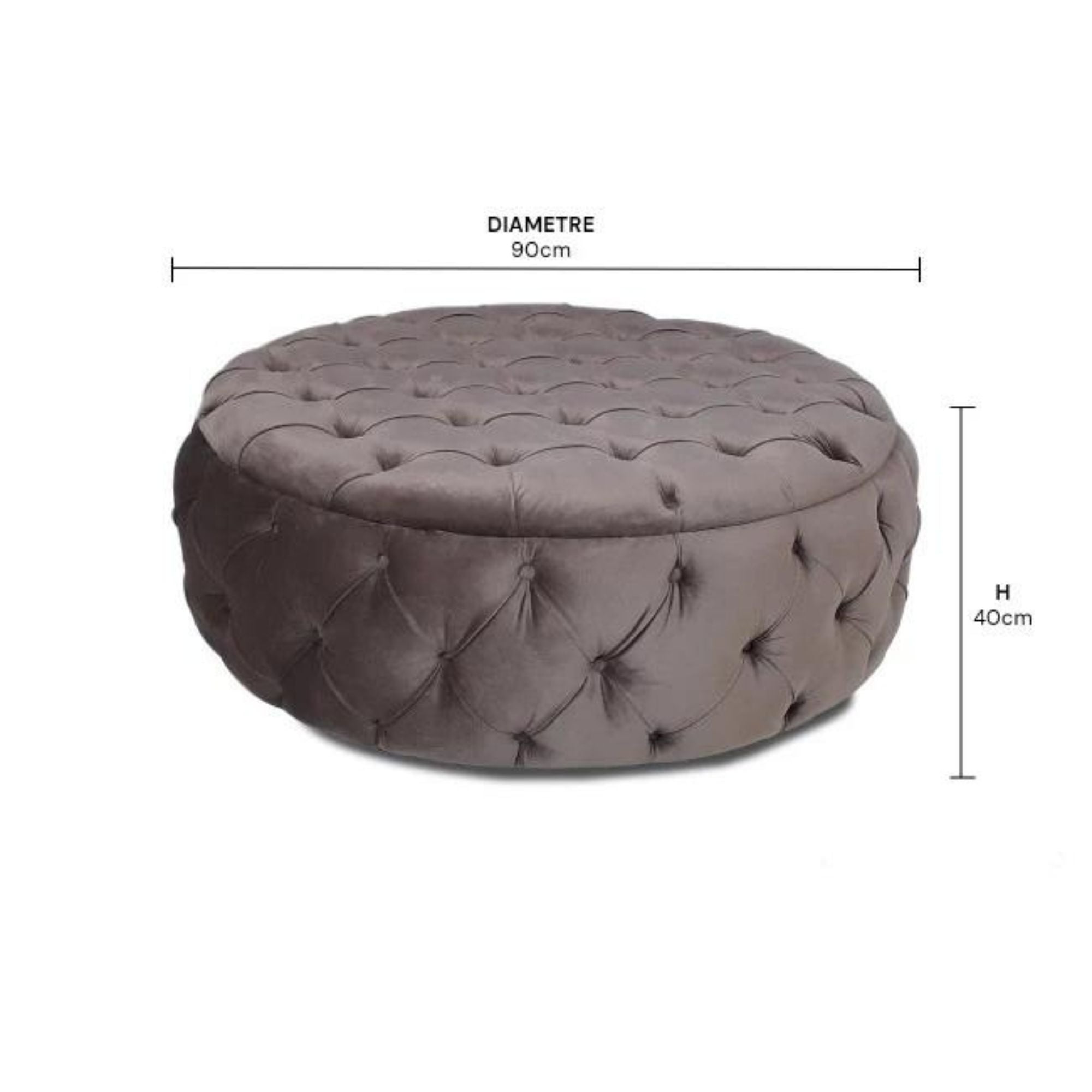 Diamond Button Round Ottoman