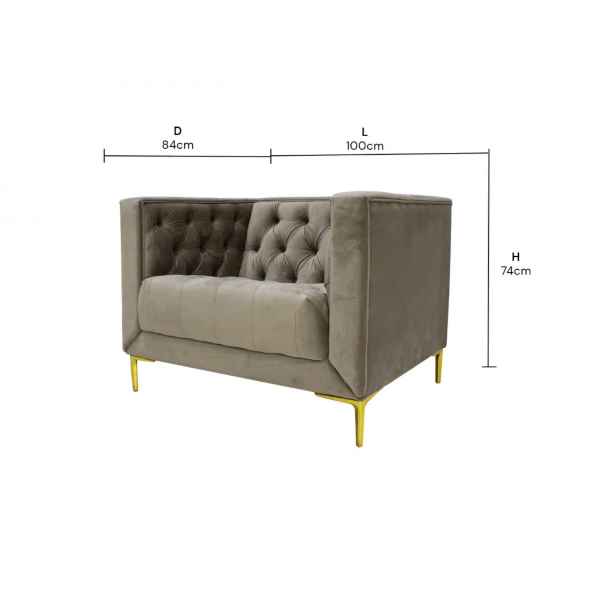 Emilia 1 Seater Velvet Couch