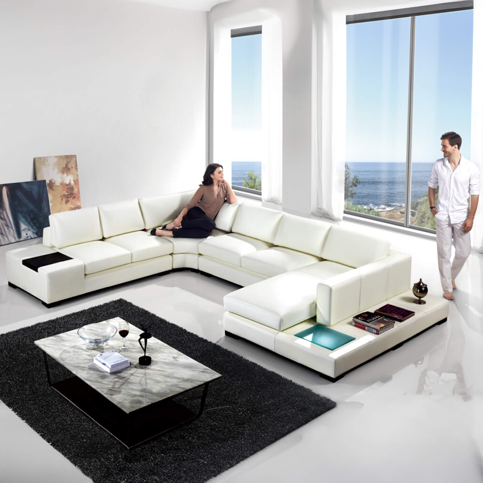White corner lounge suites sales