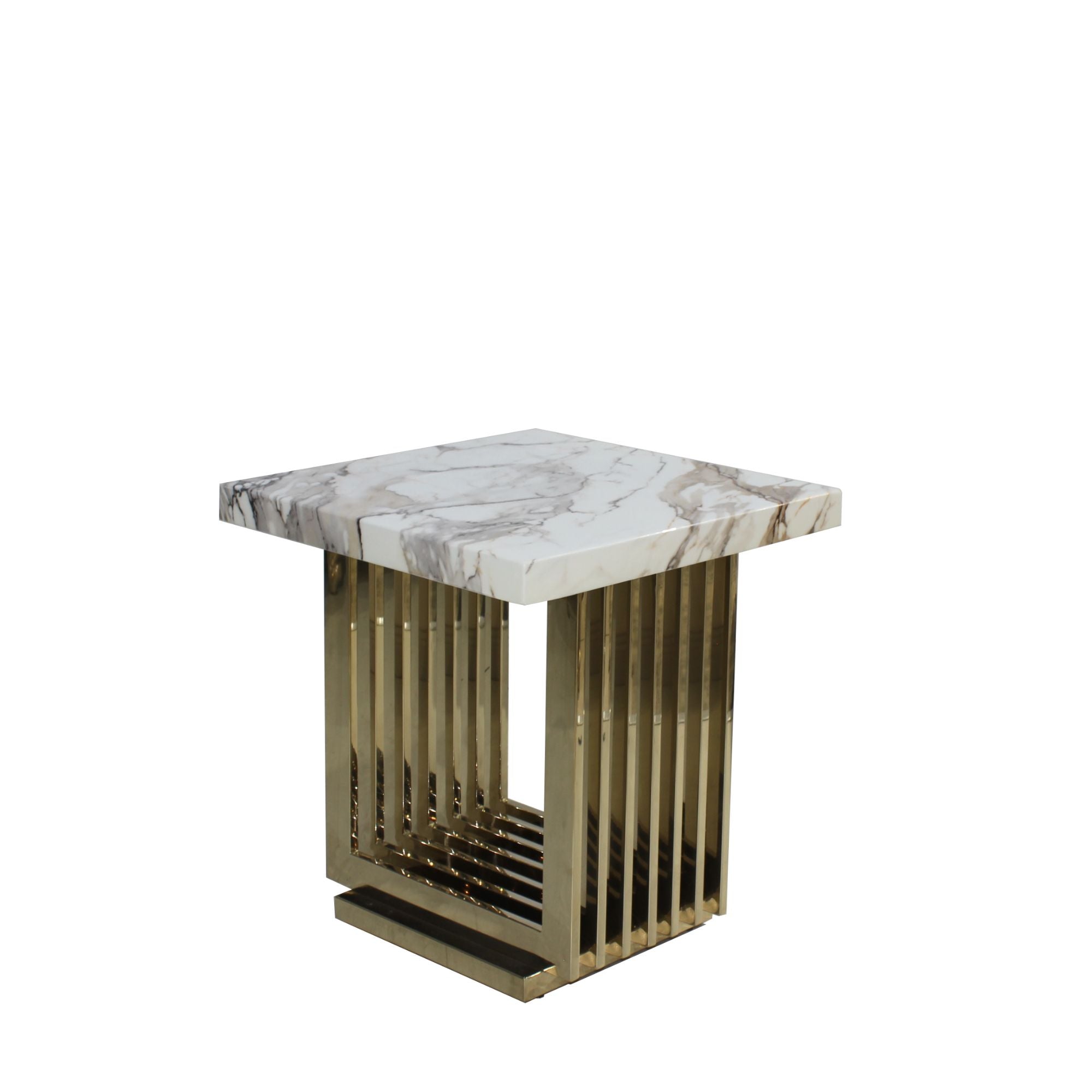 Luson Side Table Shiny Champagne E-Marble 31-15