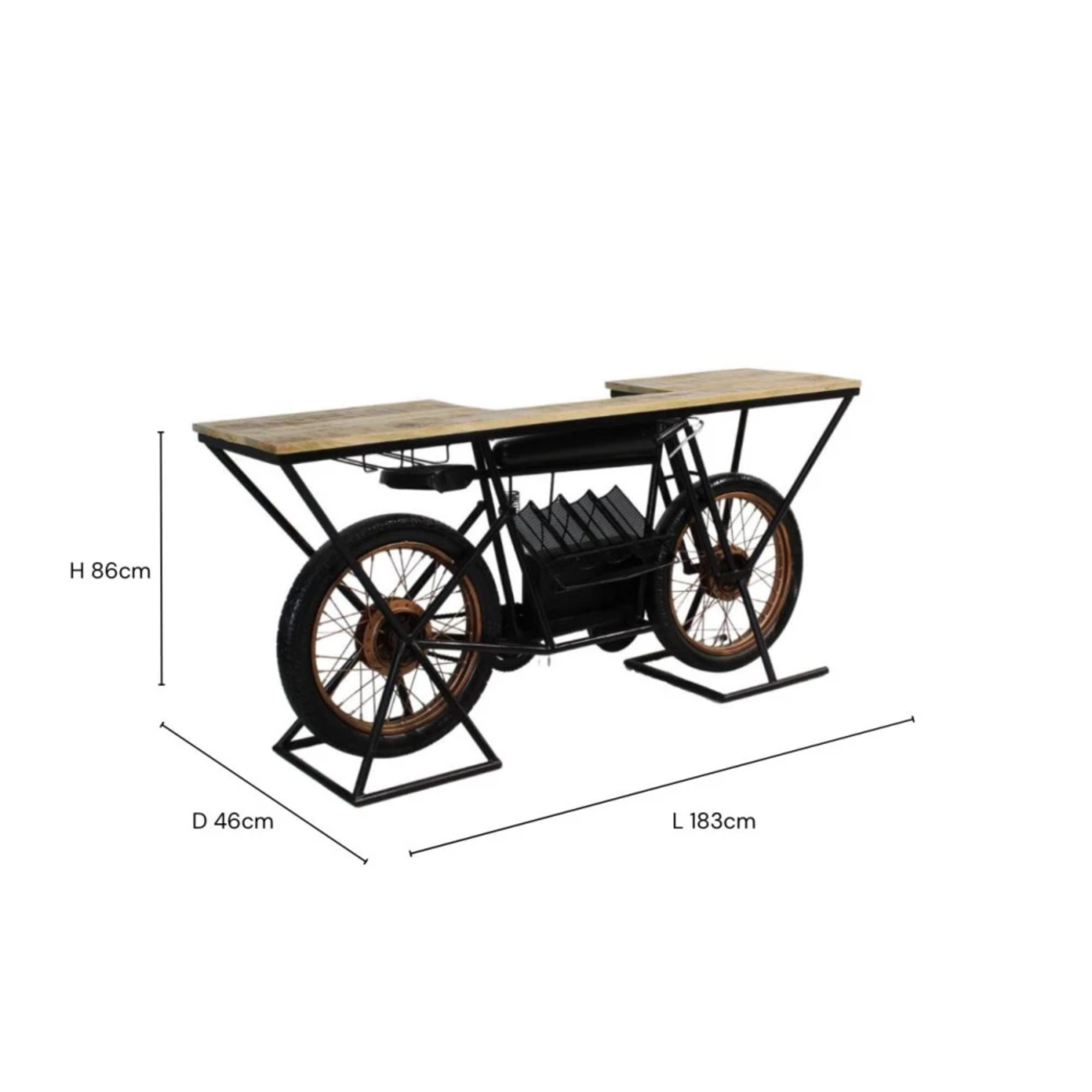 Cass Motorcycle Bar With Solid Wood Tops Bike01