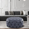 Load image into Gallery viewer, Diamond Button Round Ottoman
