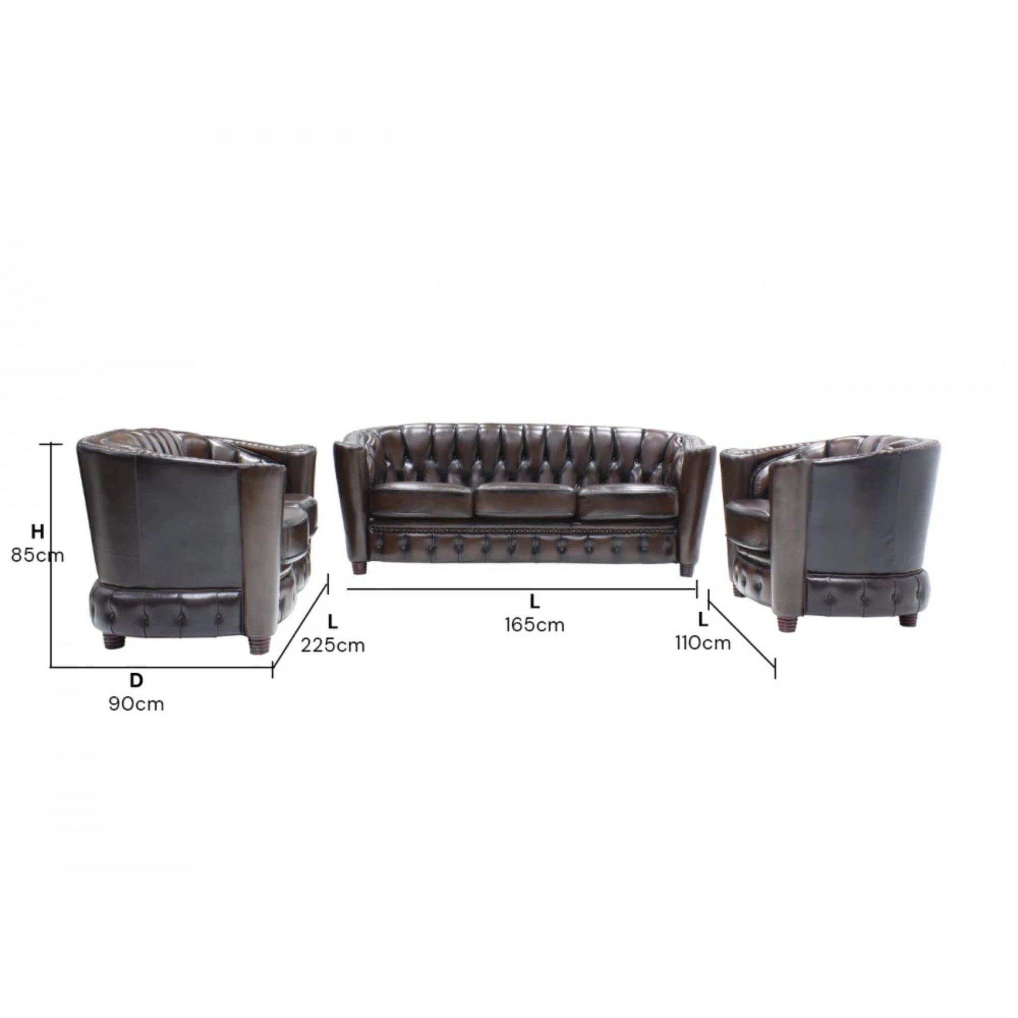 Samantha 3pce Leather Lounge Suite