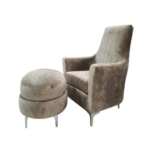 Georgio Leisure Chair With Ottoman - Grey Arab Velvet