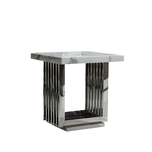 Luson Side Table Silver E-Marble Top 31-15