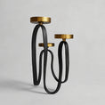 Load image into Gallery viewer, 3 Pillar Candle Holder Sm Blk/Gld Al-23537
