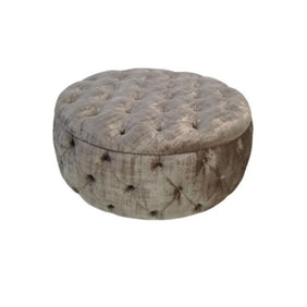 Diamond Button Round Ottoman