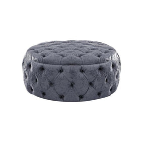 Diamond Button Round Ottoman