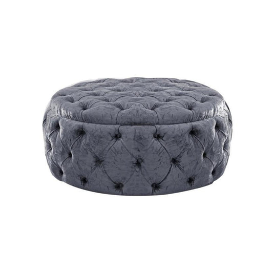 Diamond Button Round Ottoman