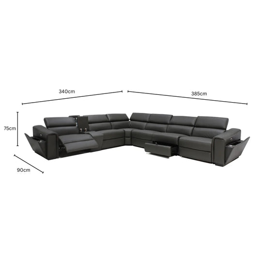 Raddison Leather Uppers Corner Motion Sofa Set