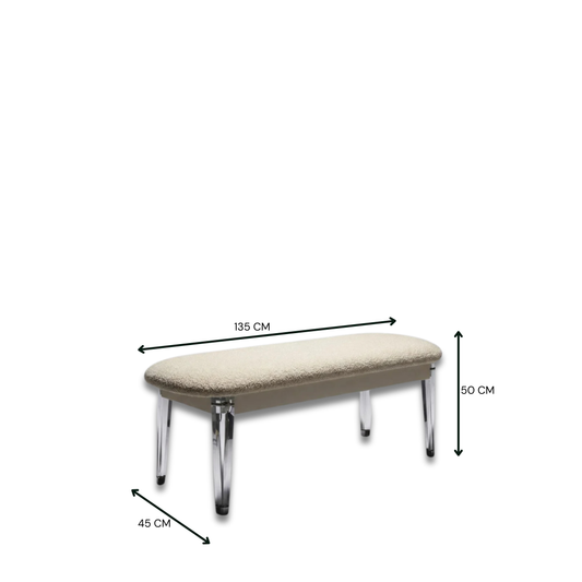 Manchester Bench with Acrylic Legs Beige