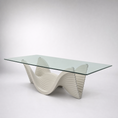 Load image into Gallery viewer, Linton Dining Table Matte Beige Glass Top

