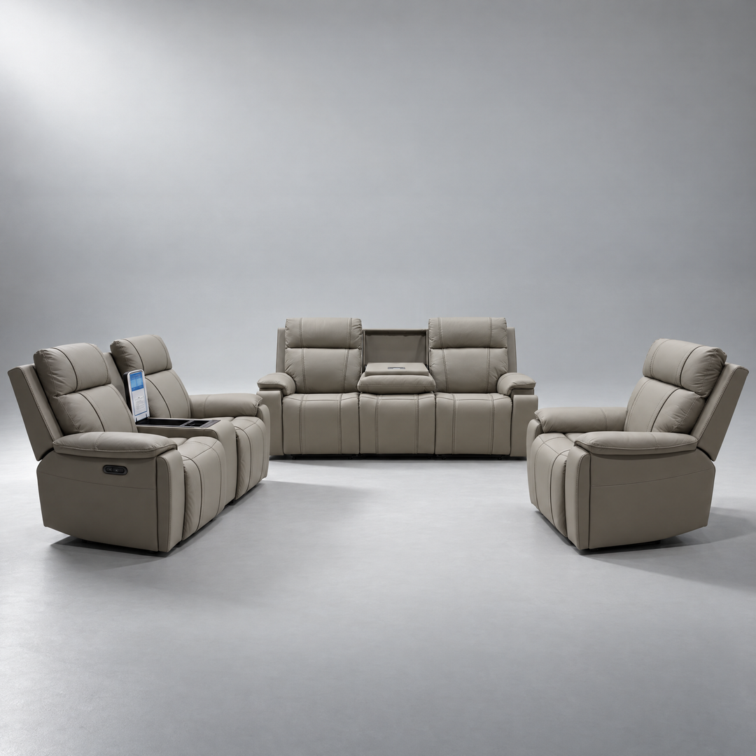 Scudetto Leather Uppers Motion Sofa Set