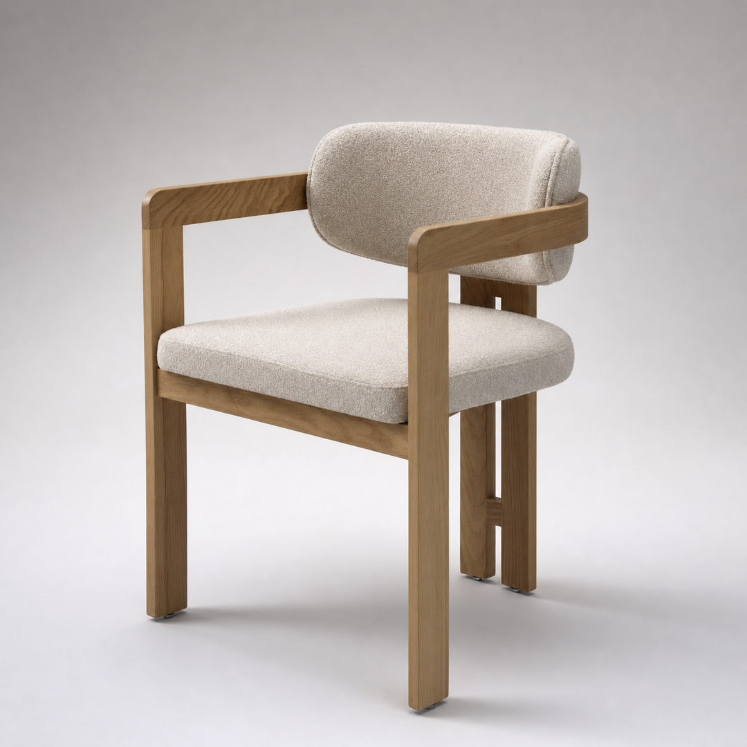 Venezia Boucle Dining Chair Oak Finish