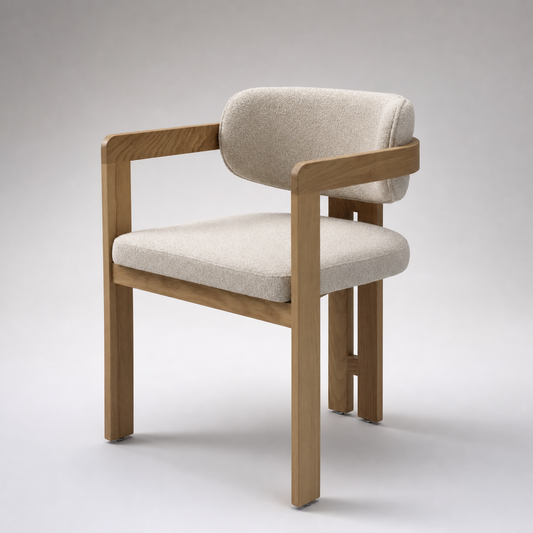 Venezia Boucle Dining Chair Oak Finish