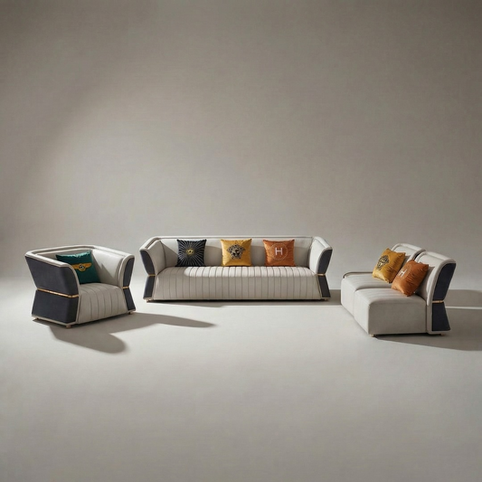 Emery Leather Uppers Sofa Set