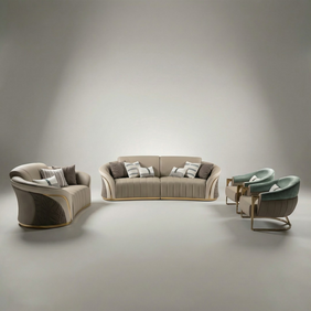 Florenzo Leather Uppers Sofa Set