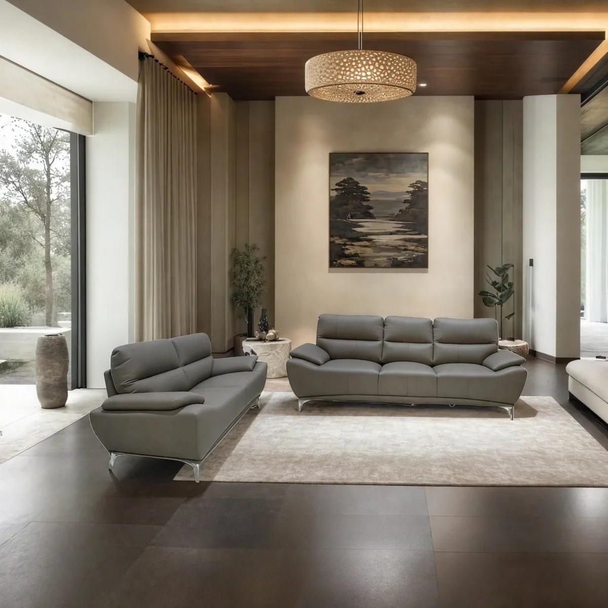 Bison Full Leather Sofa Set – Essops Home