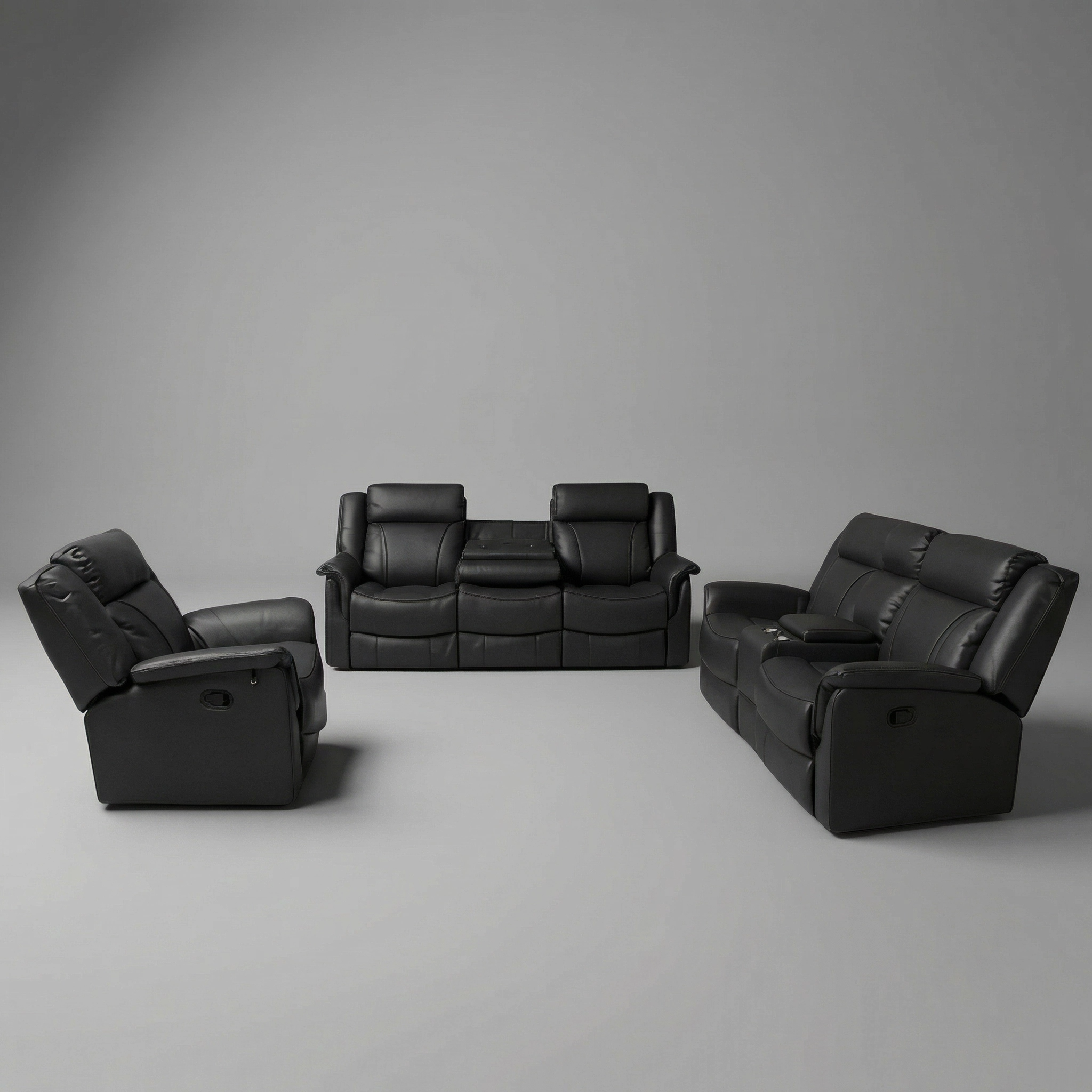 Romano Full Leather Motion Sofa Set