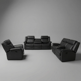 Romano Full Leather Motion Sofa Set