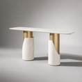 Load image into Gallery viewer, Cyprus Console Milk White Marble With Gold

