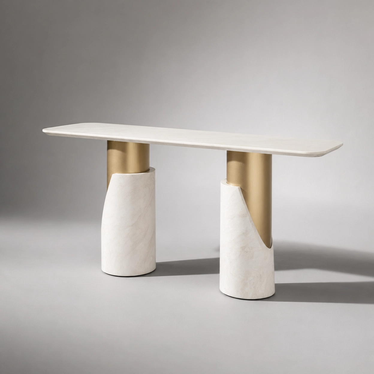 Cyprus Console Milk White Marble With Gold