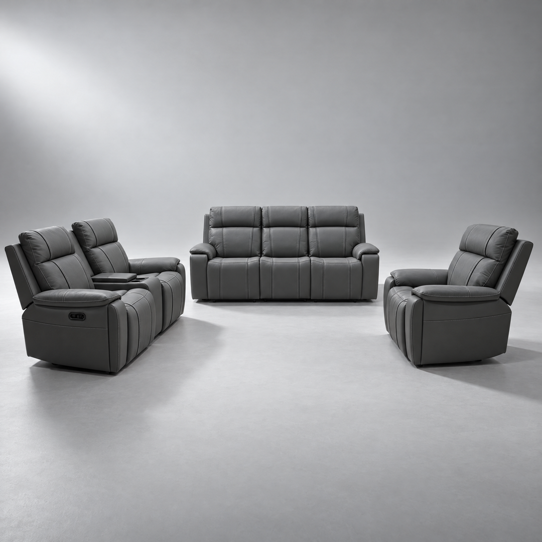 Scudetto Leather Uppers Motion Sofa Set