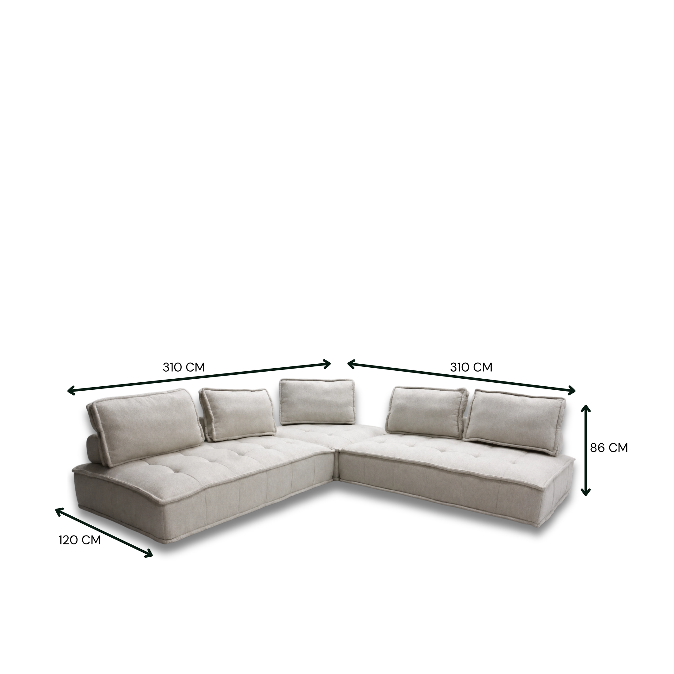 Cube 3pc(2+1+2) Modular Sofa Set