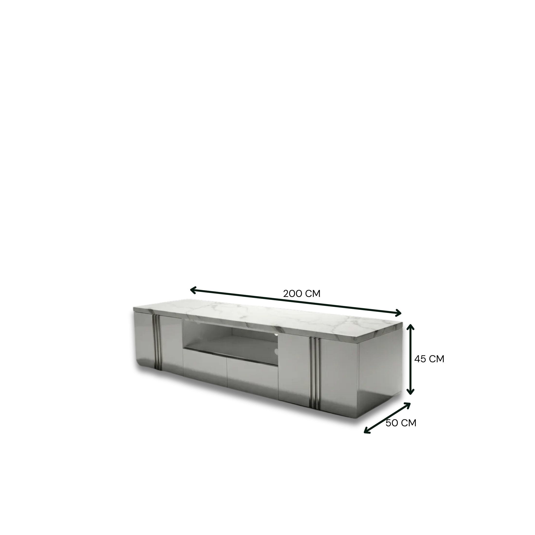 Luson TV Unit Silver Stand E-Marble