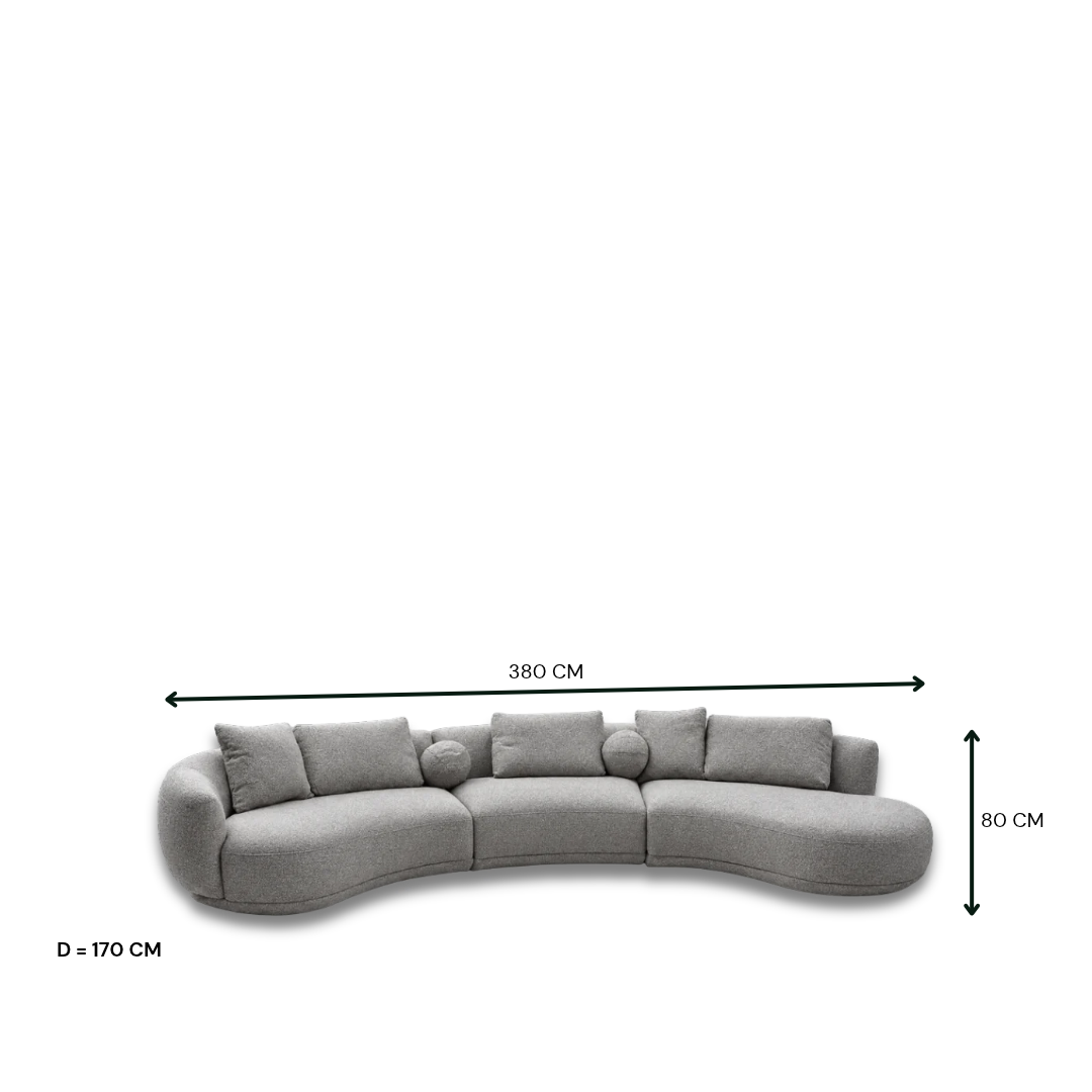 Zagallo Fabric Curved Sofa Set