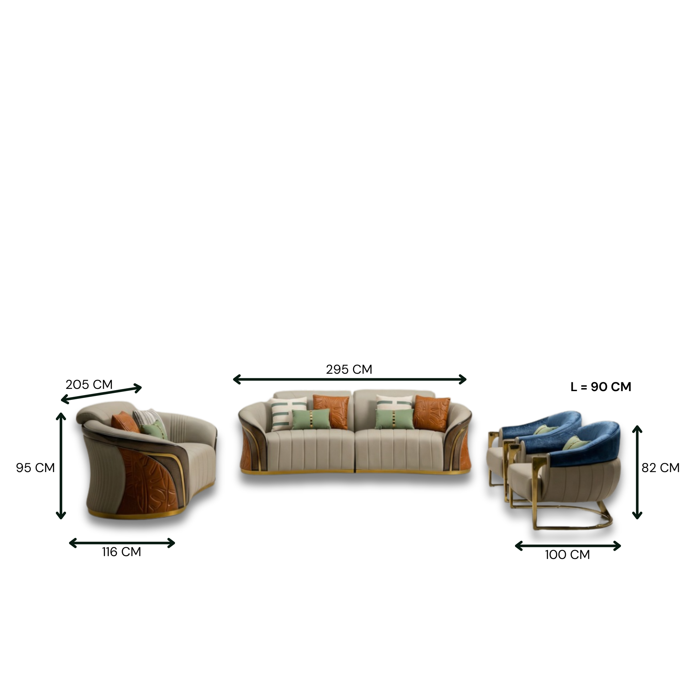Florenzo Leather Uppers Sofa Set