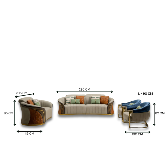 Florenzo Leather Uppers Sofa Set