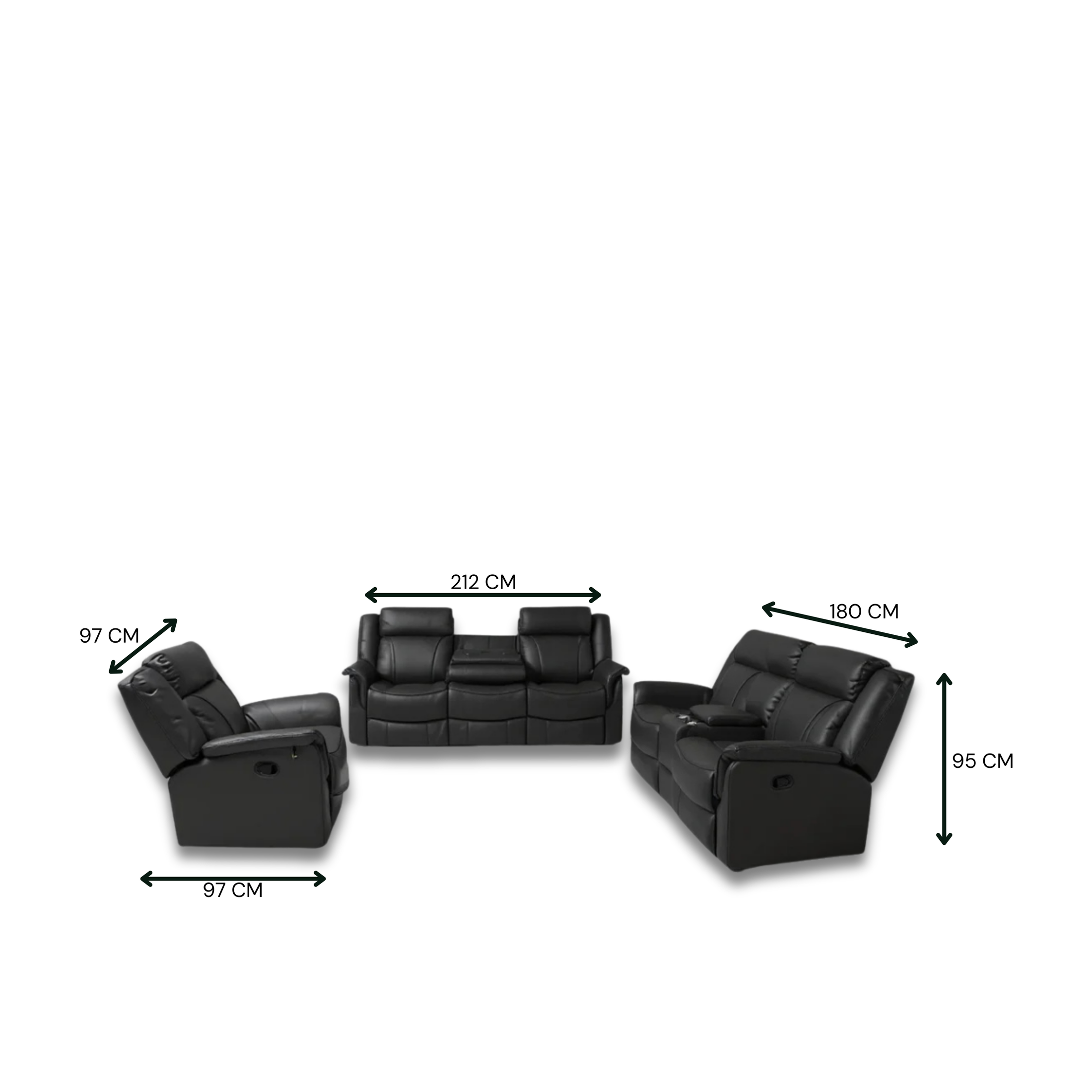 Romano Full Leather Motion Sofa Set