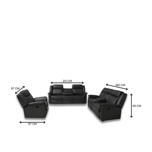 Romano Full Leather Motion Sofa Set
