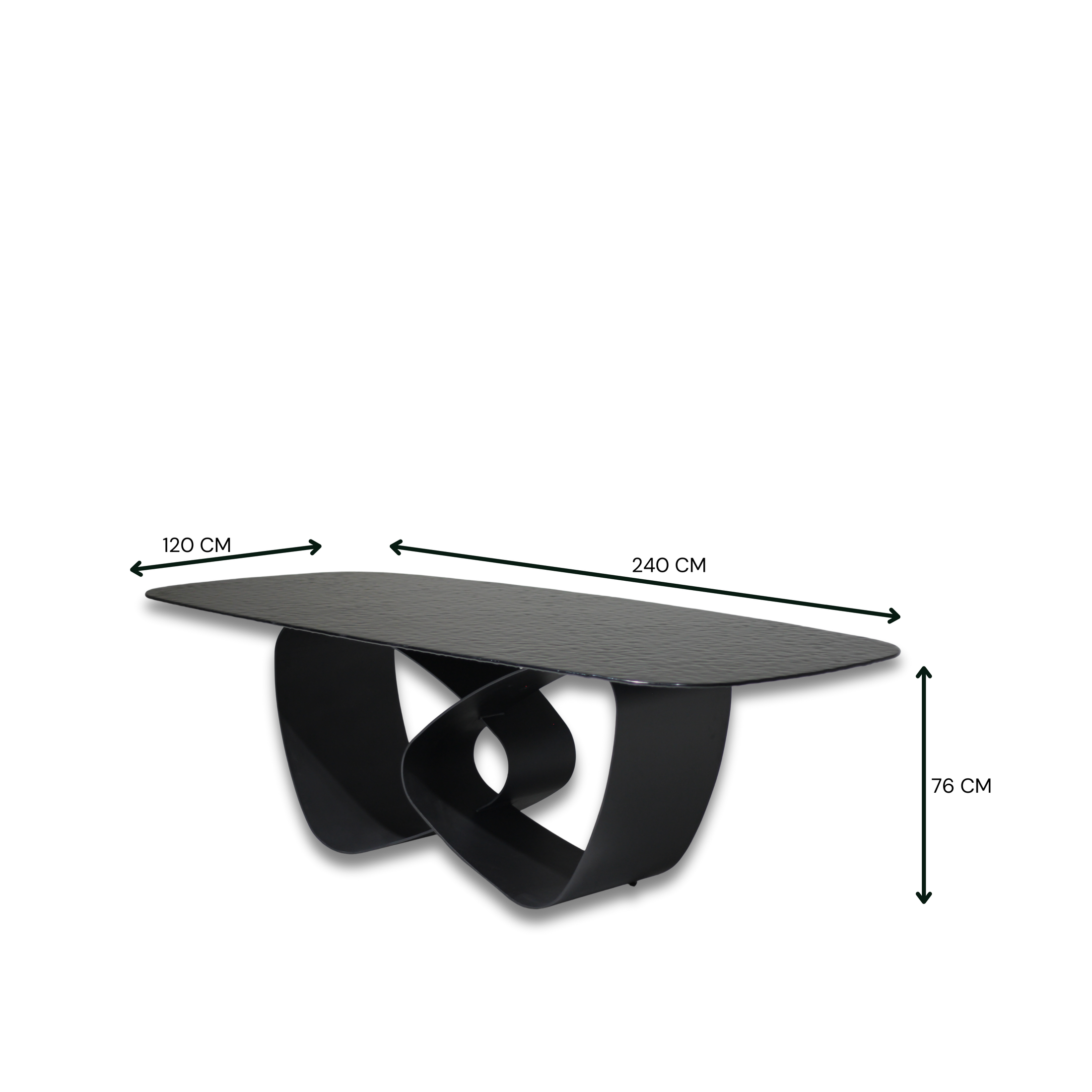 Imelda Dining Table Matte Black Base With Rippled Glass