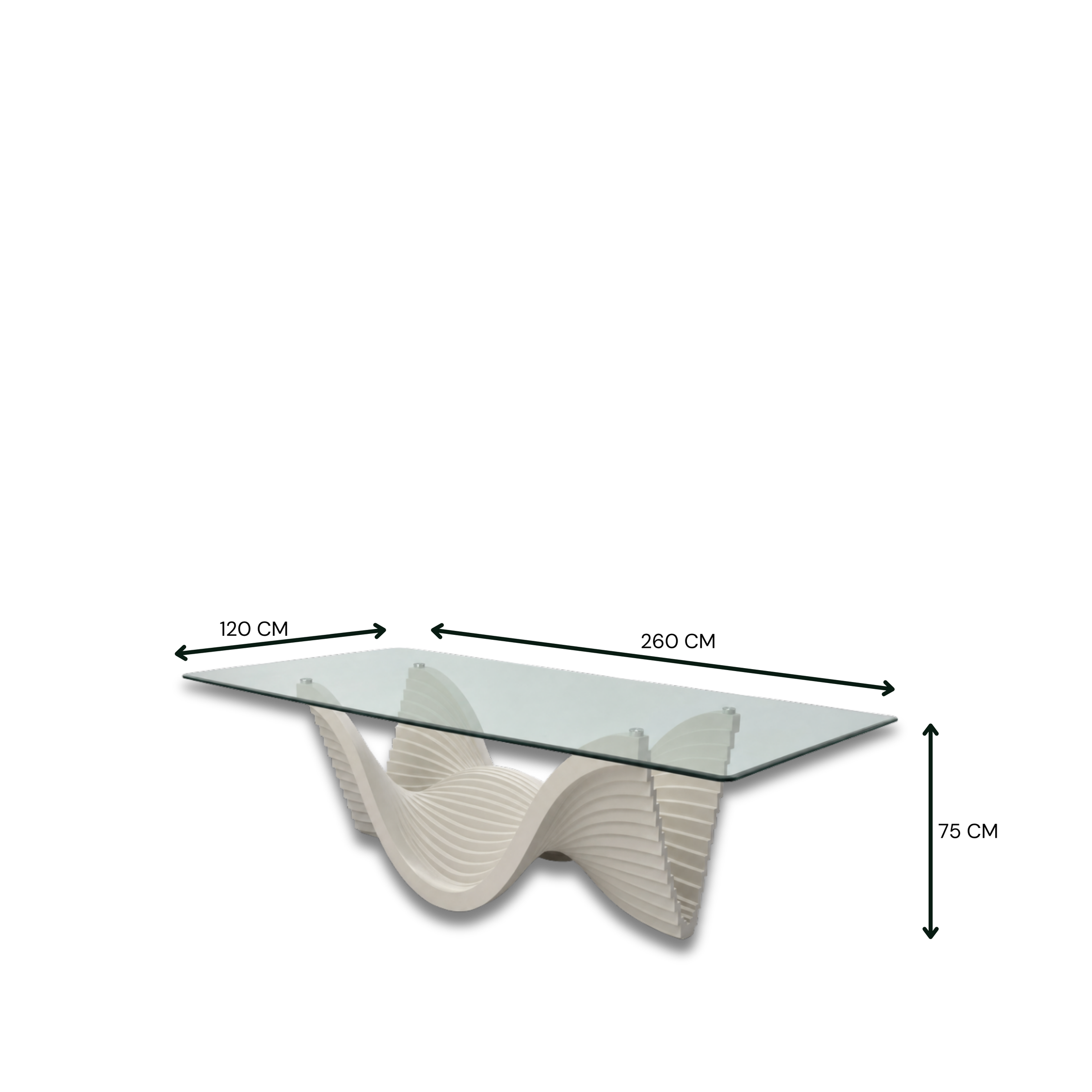 Linton Dining Table Matte Beige Glass Top
