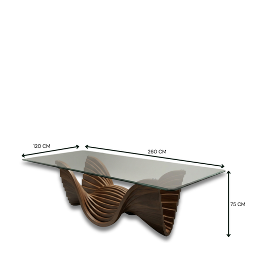 Linton Dining Table Wooden Base With Glass Top