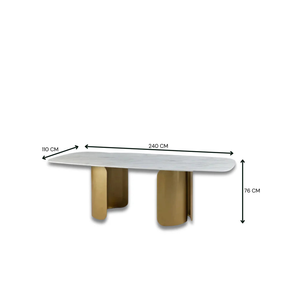 Vittoria Dining Table Gold E-Marble