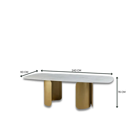 Vittoria Dining Table Gold E-Marble