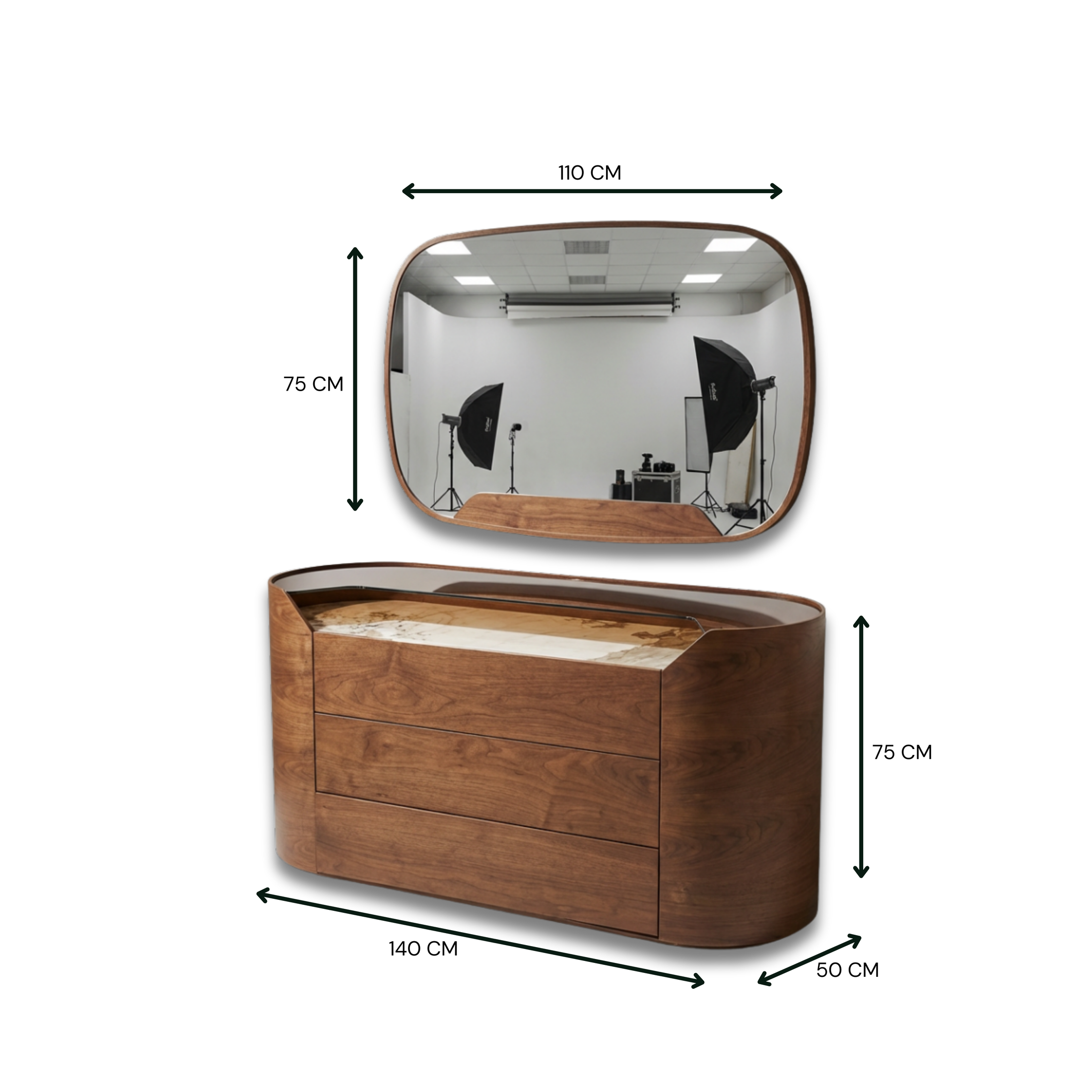 Mason Dresser and Mirror Walnut