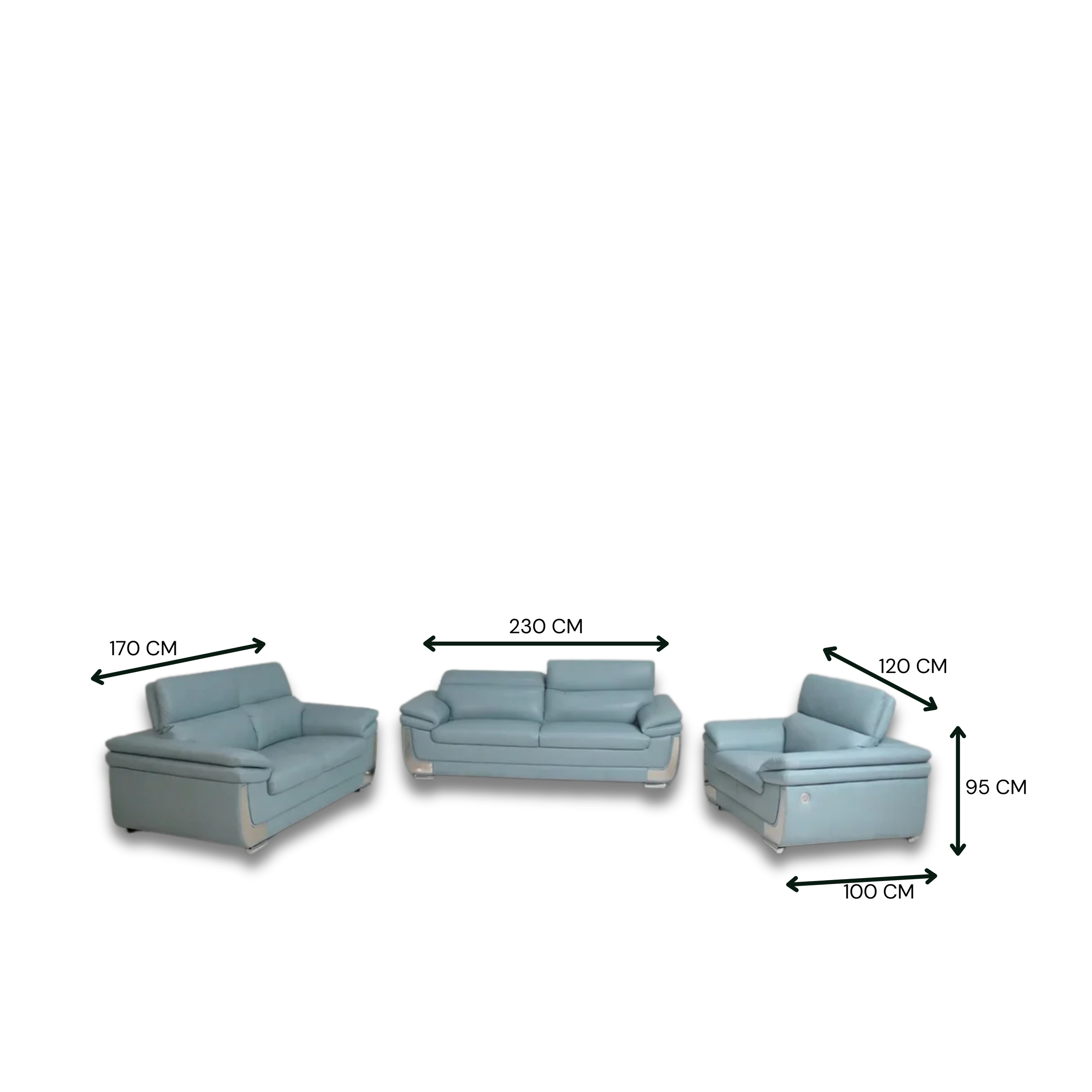 Lomond Full Leather Sofa Set