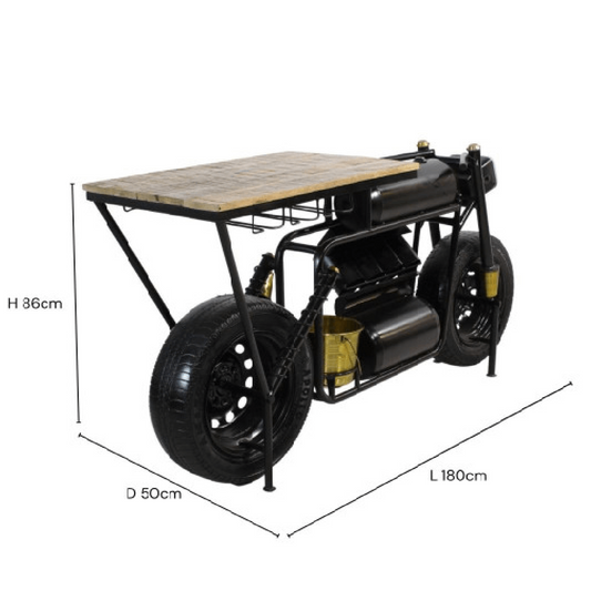 Bombay Iron Wooden Bike Bar Table A1225
