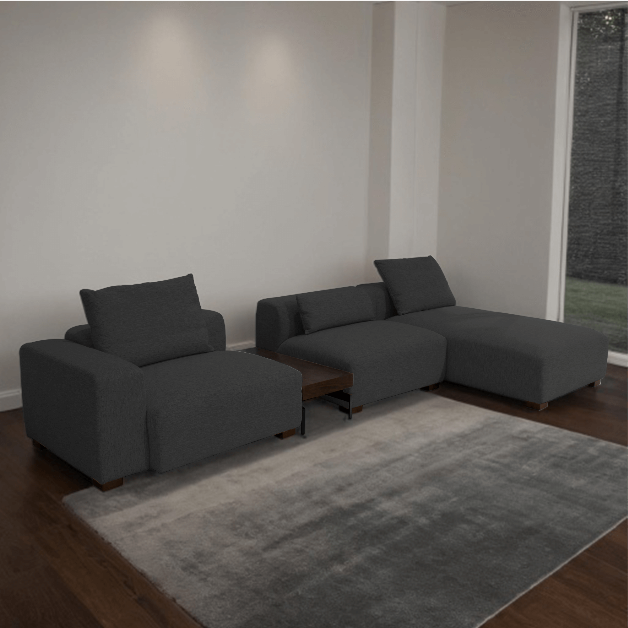 Hague 4pce Modular Lounge Suite + Coffee Table - Light Grey