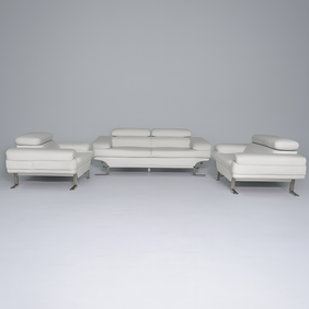 Jovia 3pce Leather Uppers Lounge Suite