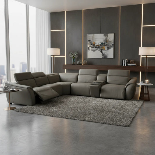 Cortiva Electric Motion Corner Full Leather Lounge Set